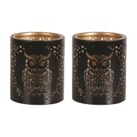 Aroma Black & Gold Owl 2 Tealight & Votive Holder Set Extra Image 1 Preview